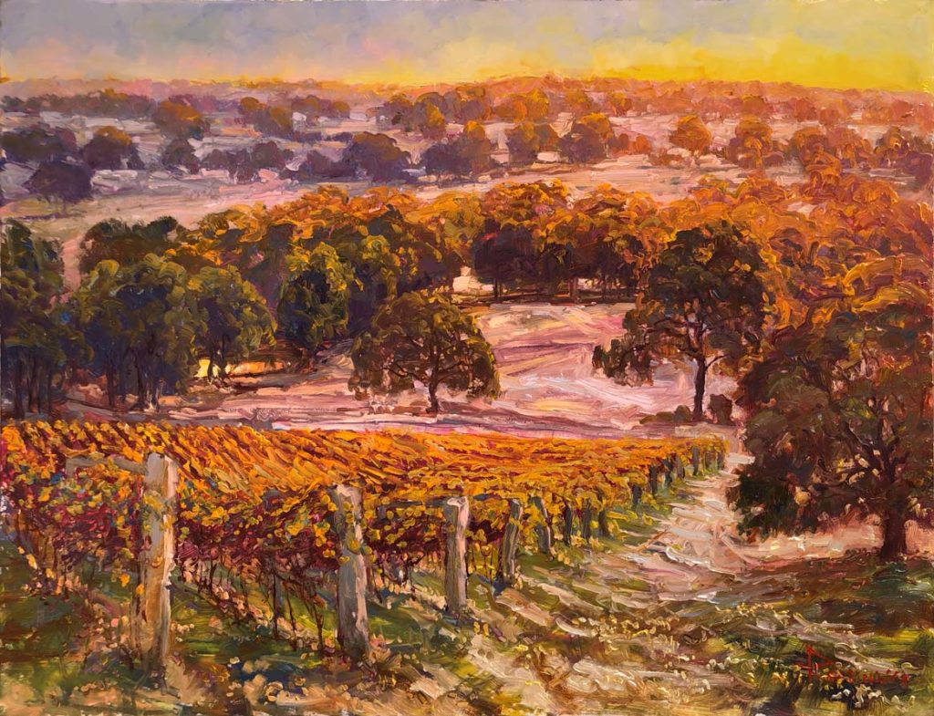Autumn's Fire at Margaret River by Ken Rasmussen - Oil on Board Painting