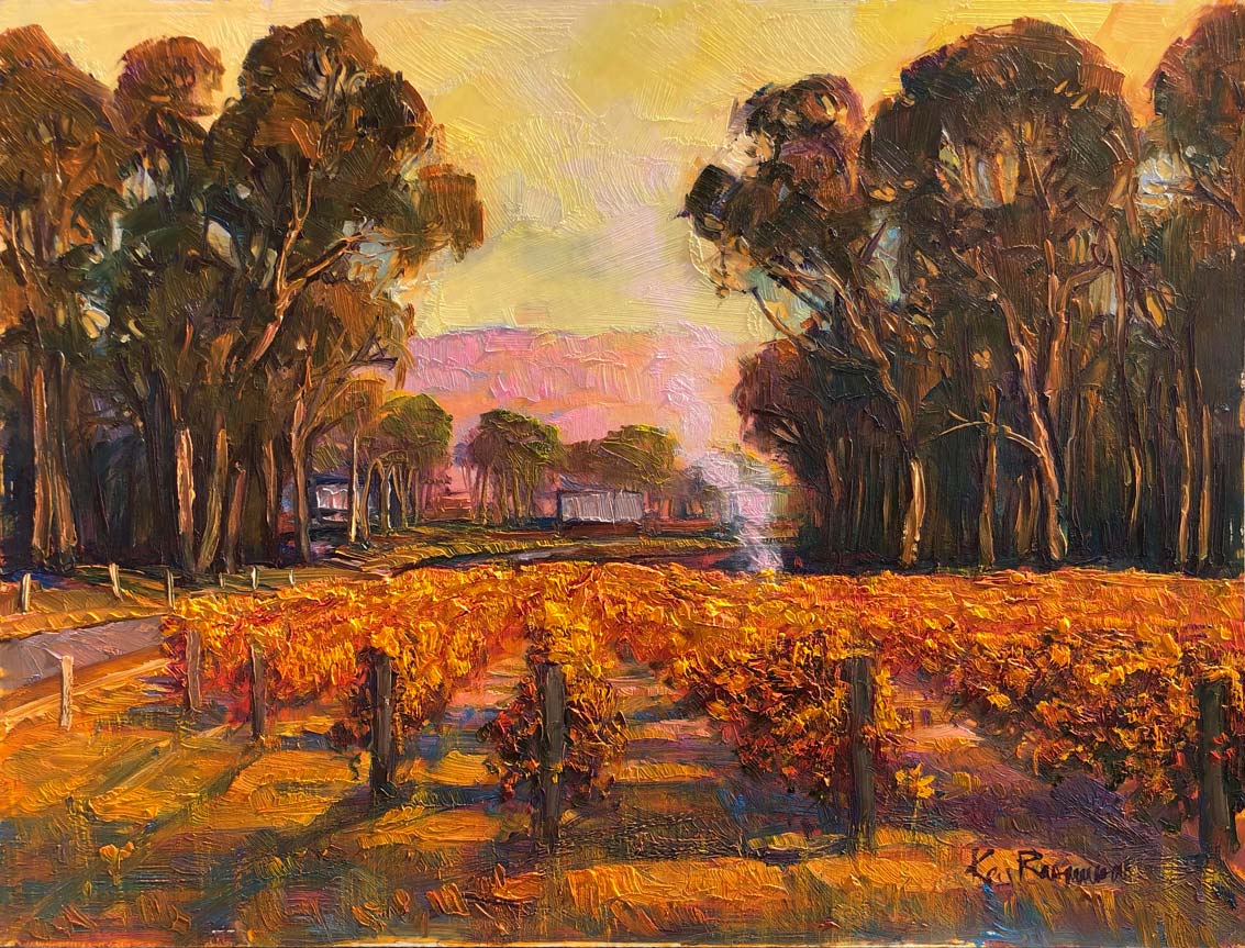 Golden Autumn at Margaret River by Ken Rasmussen - Oil on Board Painting