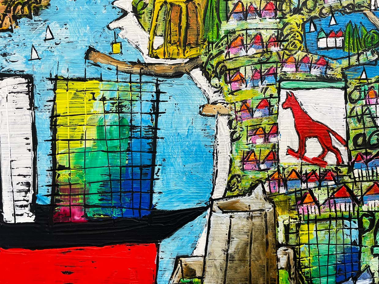 Red Dog Guards Our Party Ken Rasmussen Oil Painting