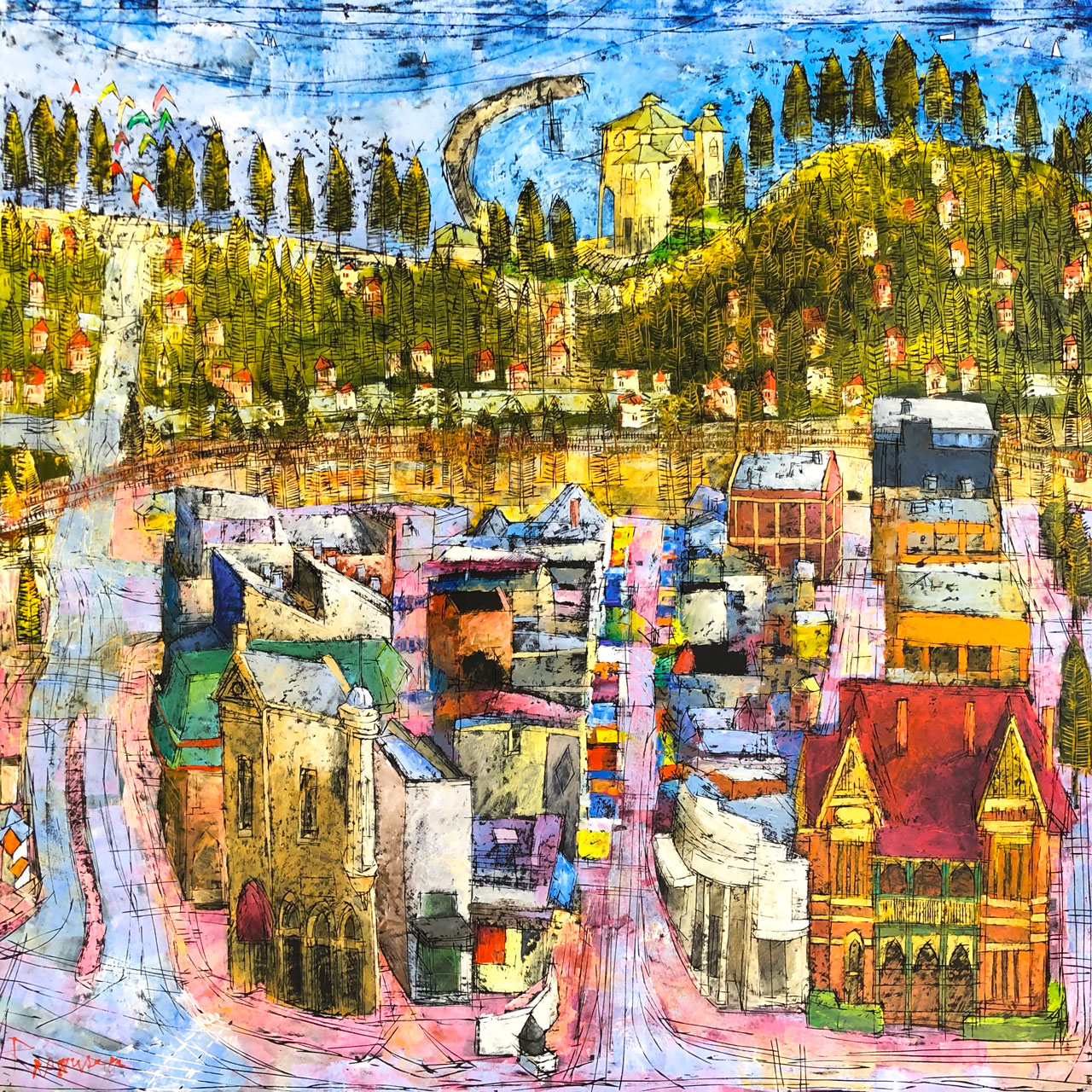 Village By The Sea, painting by Ken Rasmussen