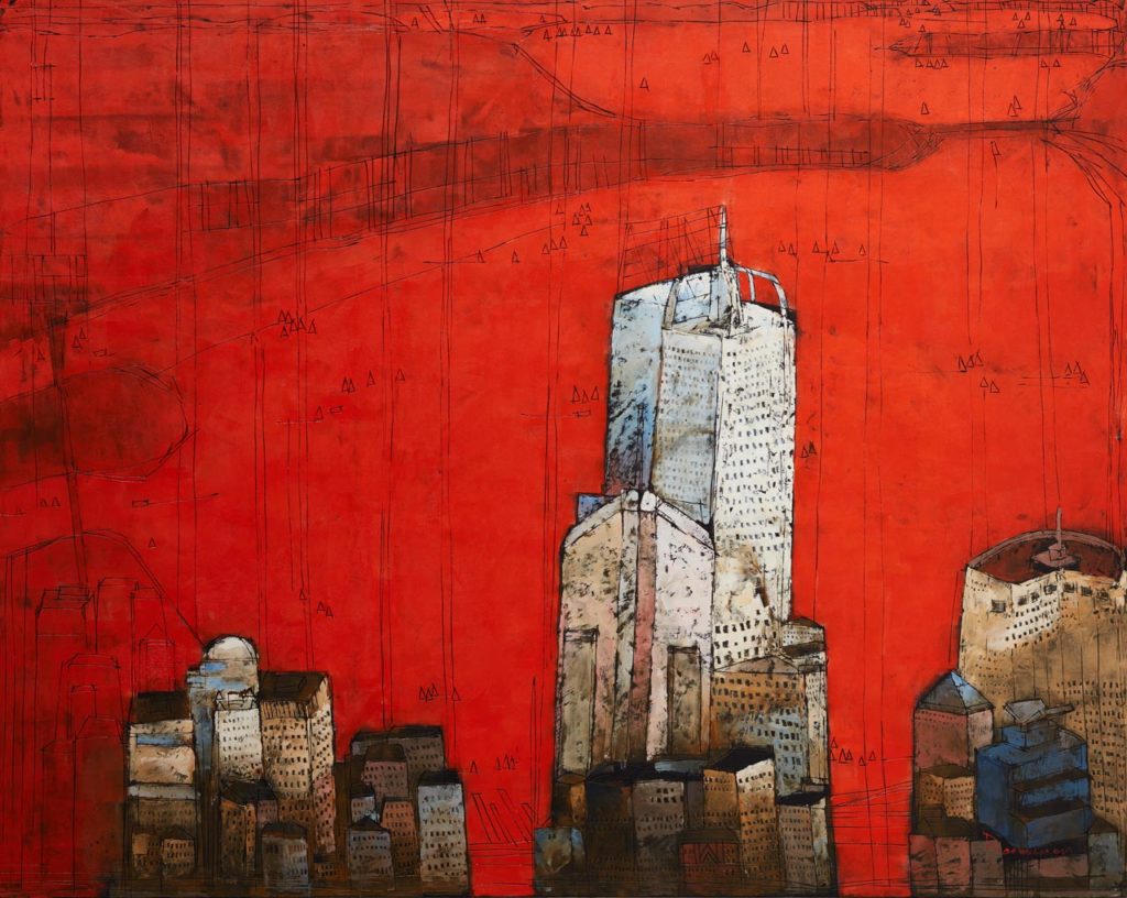 Big Red City, oil painting by Ken Rasmussen