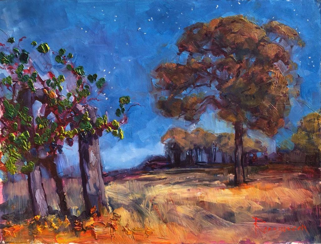 Bright Night at Margaret River by Ken Rasmussen - Oil on Board Painting