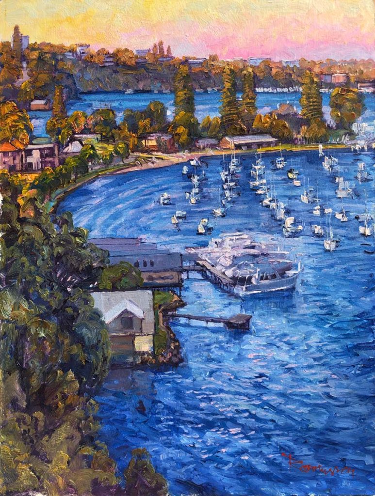 Mosman Bay Sea Breeze by Ken Rasmussen - Oil on Board Painting