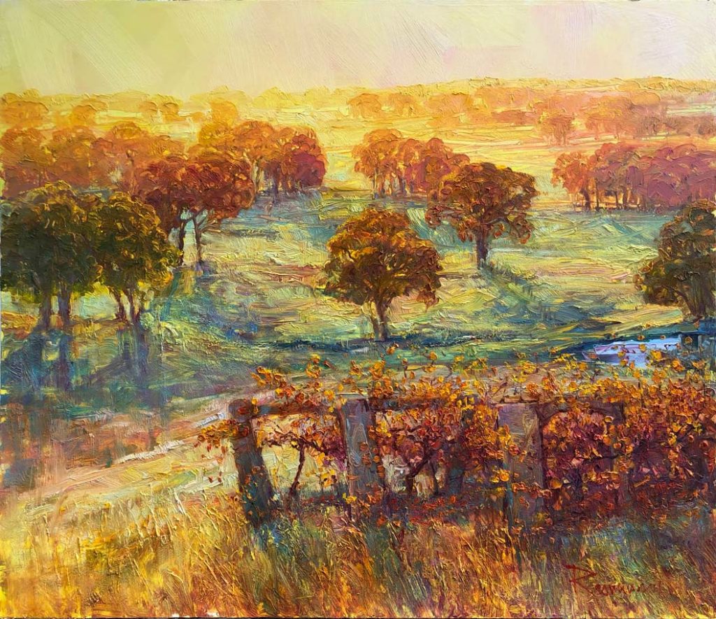 Caves Road Sunset by Ken Rasmussen - Oil on Board Painting