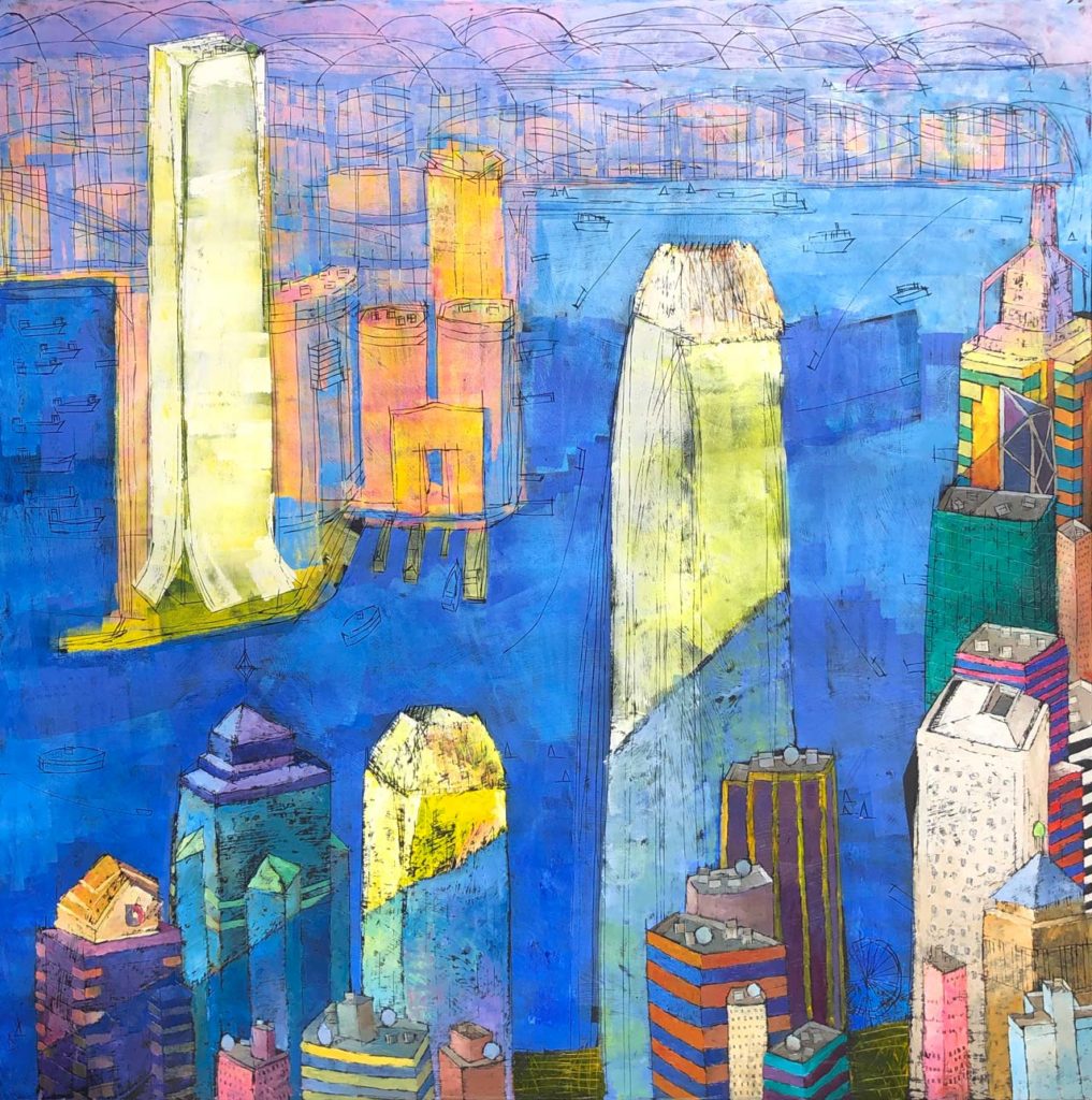 Hong Kong - Golden City Oil Painting by Ken Rasmussen