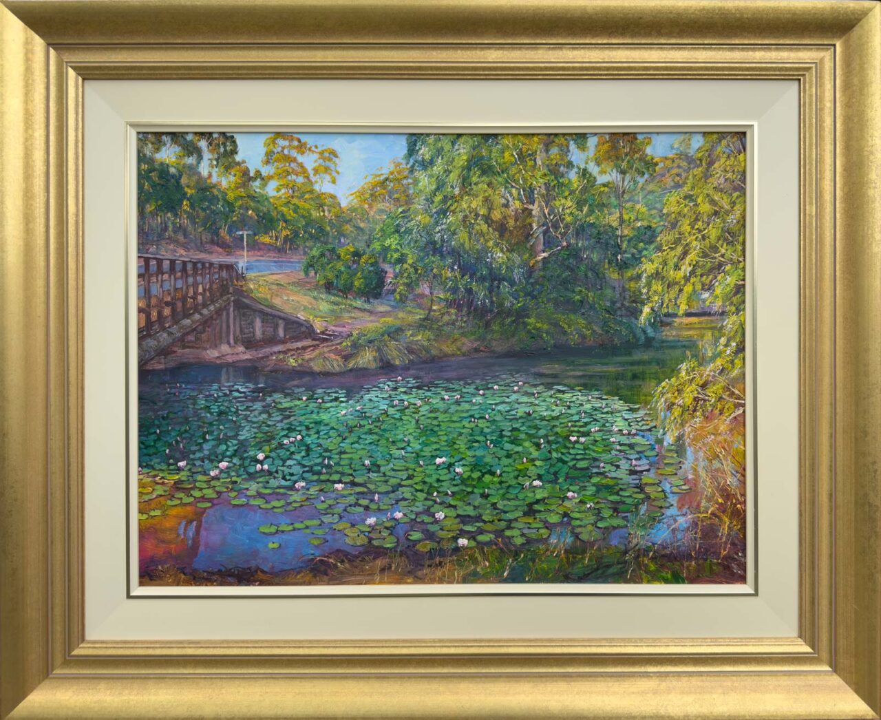 The Margaret River Water Lily Pool, oil painting by Ken Rasmussen