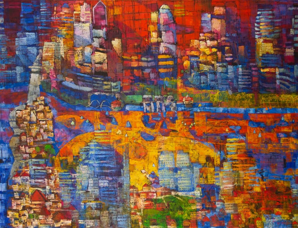 Gold City Rising by Ken Rasmussen. Oil on Canvas