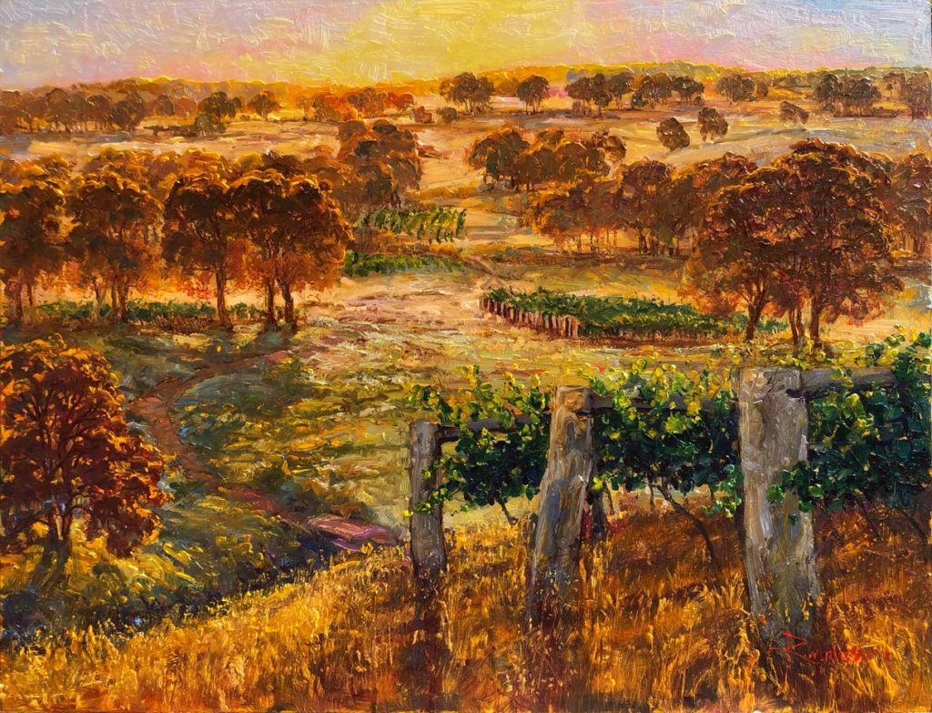 Ripening Vines at Margaret River by Ken Rasmussen - Oil on Board Painting
