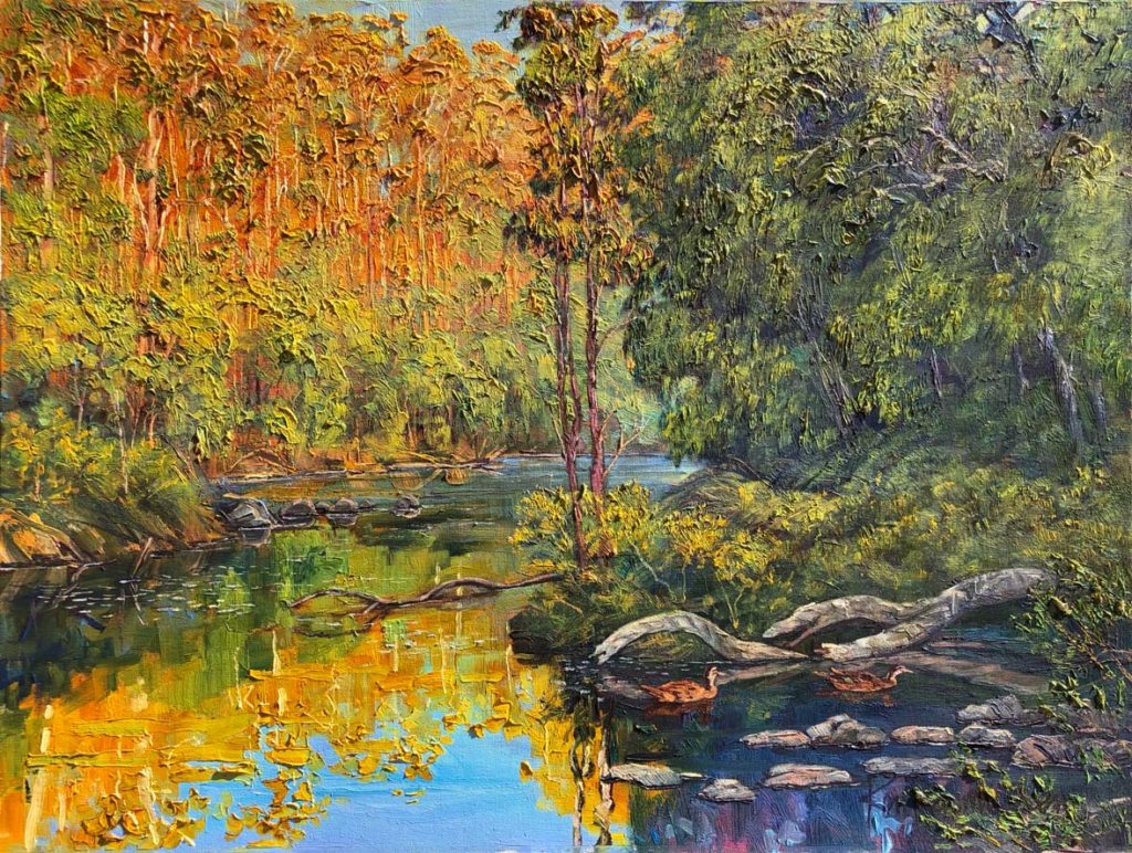 A Pool on the Upper Margaret River by Ken Rasmussen - Oil on Board Painting