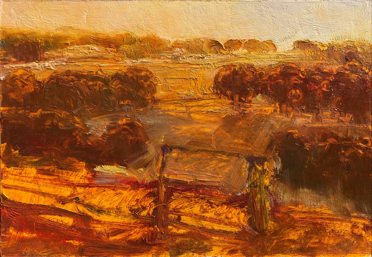 Sunset Impression Caves Road by Ken Rasmussen - Oil on Board Painting