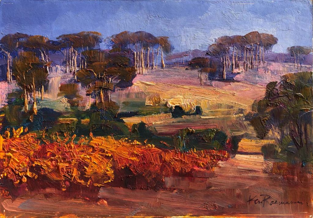 Autumn Fire Cullen's Valley by Ken Rasmussen - Oil on Board Painting